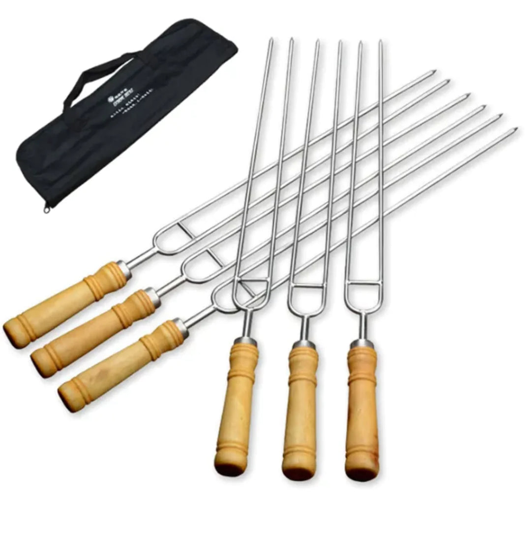 PUREQ WOOD HANDLE HIBACHI SKEWER 6PK