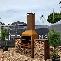 LIT Designs Large Corten Fireplace