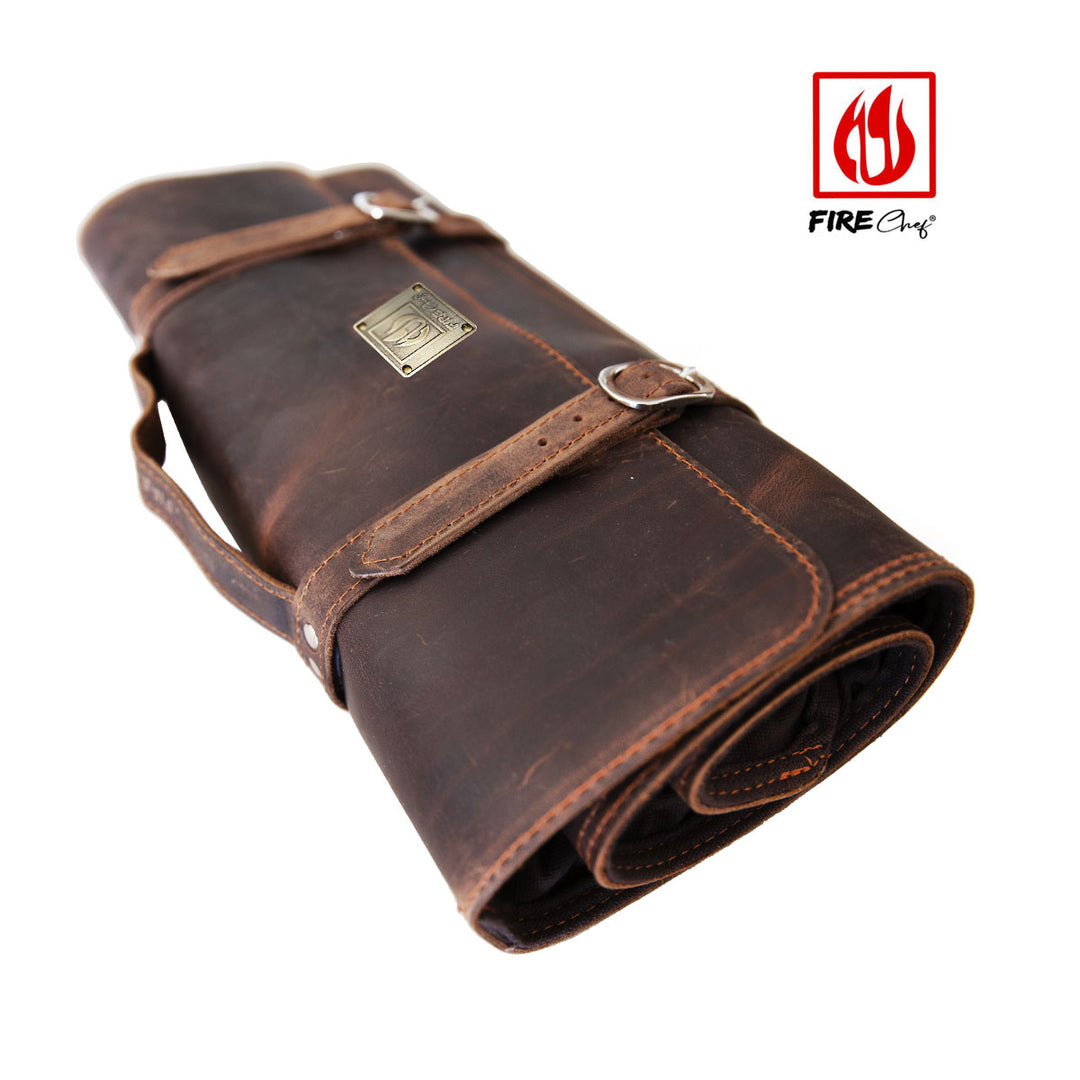 The FireChef Crazy Horse Leather Five Knife Roll