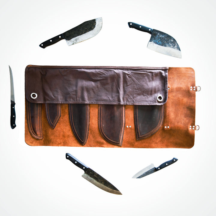 Fire Chef Complete Five Knife Bundle Incl Leather Roll